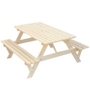 GARDENISED Outdoor Wooden Patio Deck Garden 6-Person Picnic Table, for Backyard, Garden, Natural QI004434.N